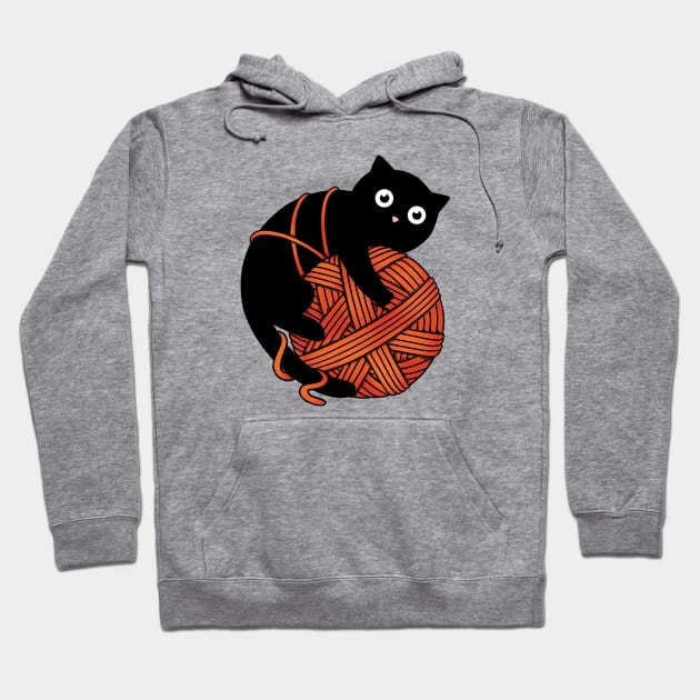 Cat and yarn ball Hoodie by coffeeman